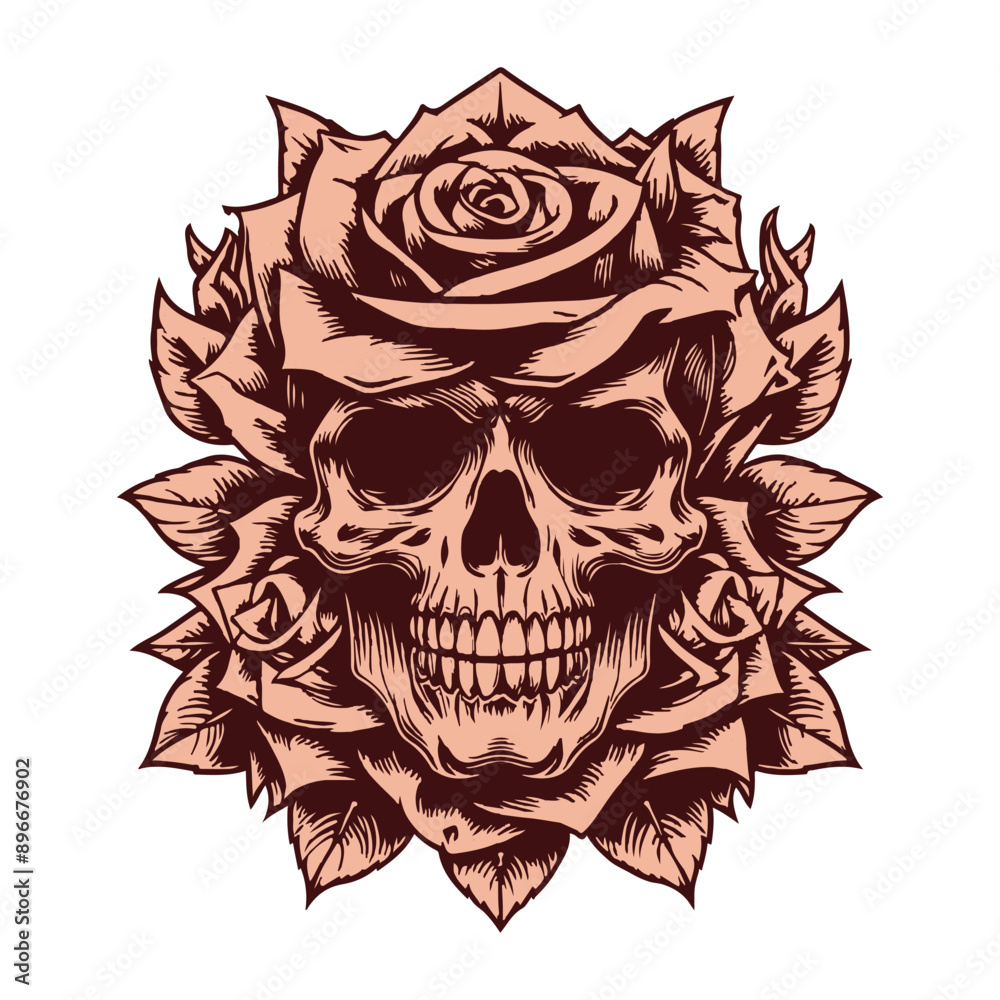 Skull and Rose Vector Art Skull and Rose Vector Art