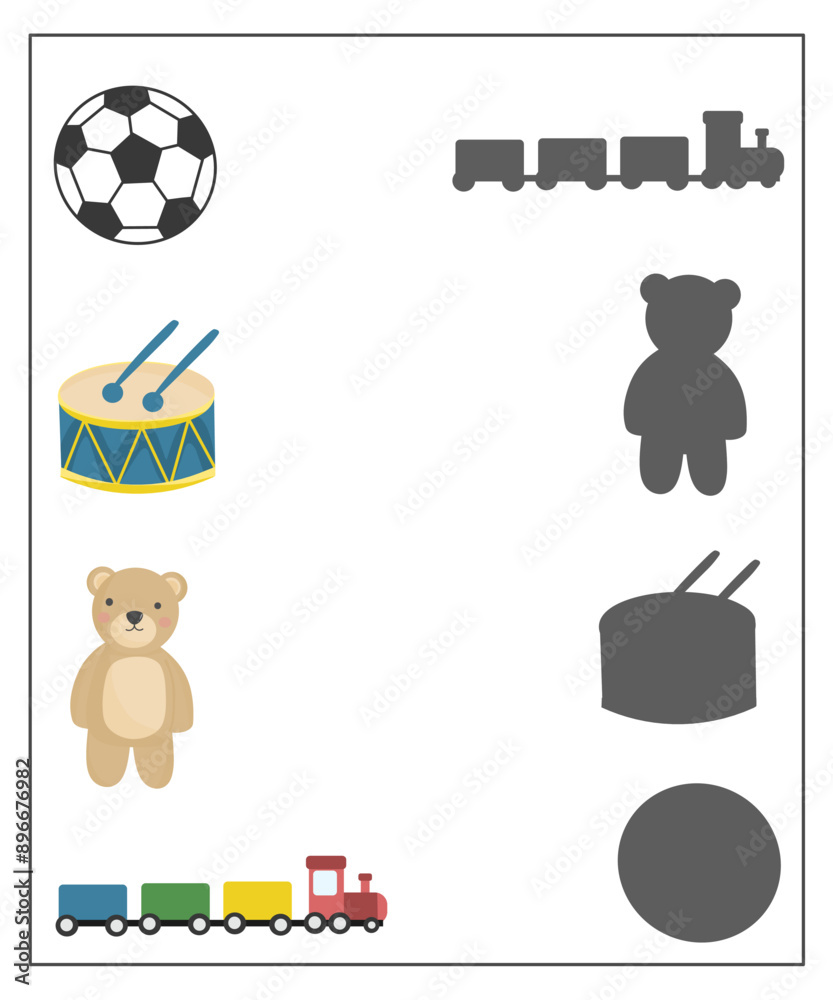 Matching shadow worksheet for kindergarten, find the correct shadow activity, toys worksheet for kids Matching shadow worksheet for kindergarten, find the correct shadow activity, toys worksheet for kids