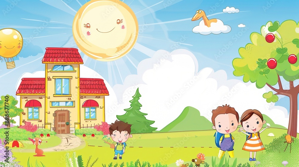 Colorful Pre-school Poster Background: Inspiring Learning and Play for Young Minds