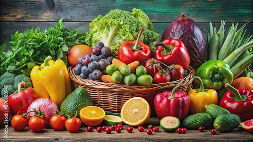 Fresh fruits and vegetables high in lycopene, a powerful antioxidant beneficial for health and skin radiance, lycopene