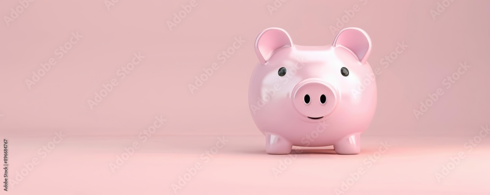 Financial stability, growing piggy bank, 3D illustration, investment concept, copy space Financial stability, growing piggy bank, 3D illustration, investment concept, copy space