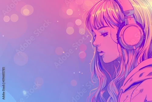 anime girl with headphones
