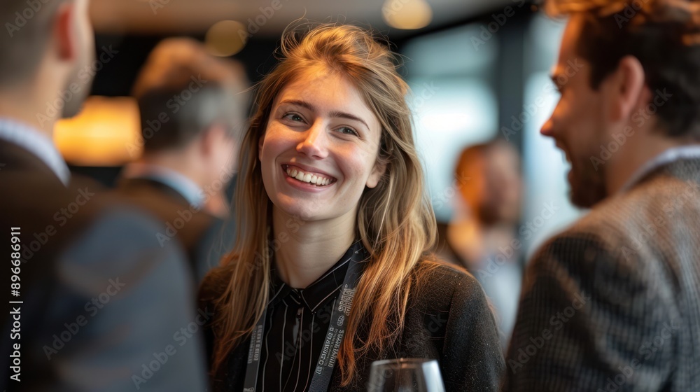 Networking Bliss: Smiling Business Professionals Enjoying a Productive Event Networking Bliss: Smiling Business Professionals Enjoying a Productive Event