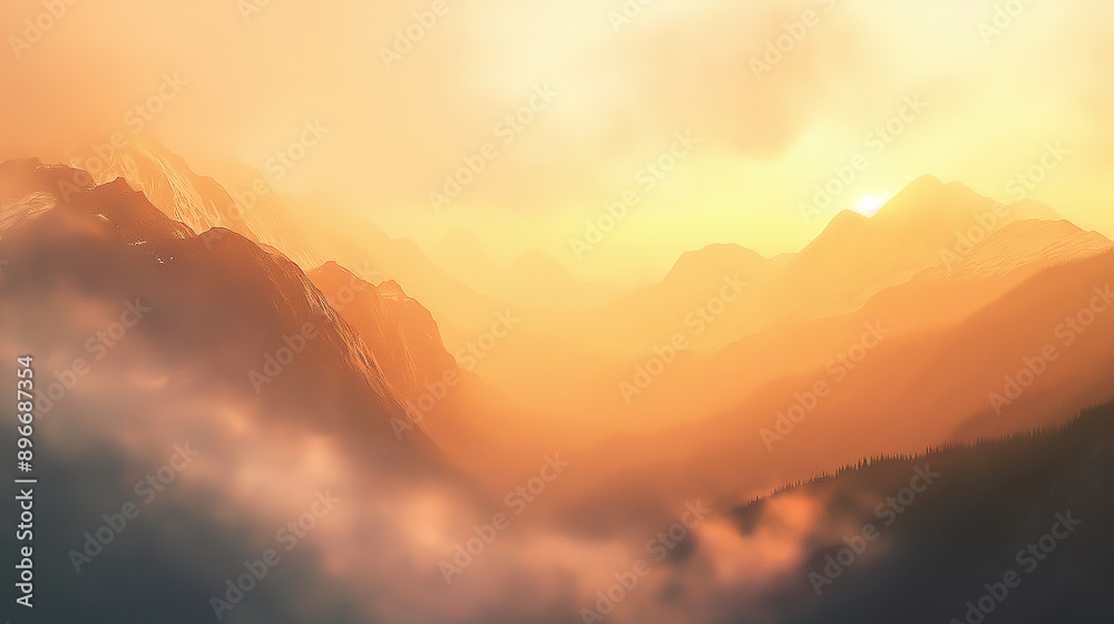 a misty mountain range at sunrise, golden light, crisp detail a misty mountain range at sunrise, golden light, crisp detail