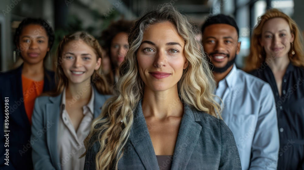 Unified Business Team: Multiethnic Group of Successful Professionals Smiling and Looking Confidently at Camera in Modern Office Unified Business Team: Multiethnic Group of Successful Professionals Smiling and Looking Confidently at Camera in Modern Office