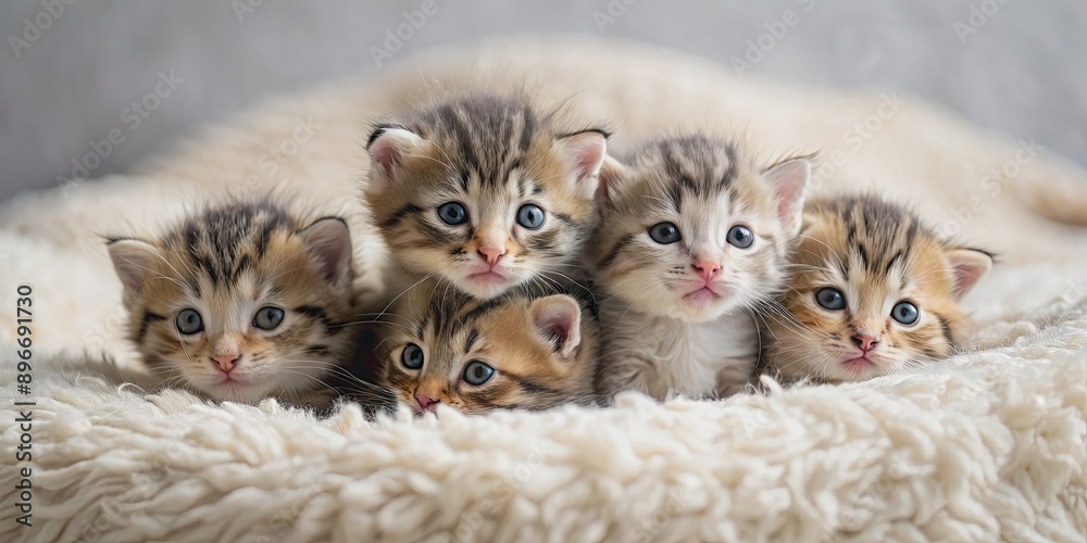 Beautiful and cute newborn kittens on a soft blanket , fluffy, adorable, tiny, playful, sweet, newborn, furry, kittens, pets