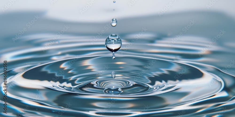 Crystal clear water drops dancing, ripples splashing on the water surface, reflecting the purity of nature. Crystal clear water drops dancing, ripples splashing on the water surface, reflecting the purity of nature.