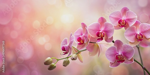 Beautiful pink orchid flowers on a soft pastel background, pink, orchid, flowers, floral, background, soft, pastel, delicate