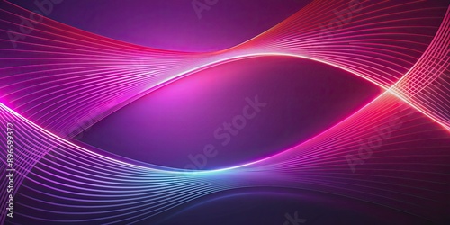 Curved lines and slanted squares in neon lilac transitioning to red and pink , neon, lilac, red, pink, curved lines