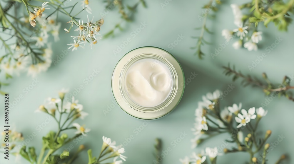 Top View of Skincare Essentials: Serums, Creams, and Herbal Products on Minimalist Desk for Natural Beauty Promotion Top View of Skincare Essentials: Serums, Creams, and Herbal Products on Minimalist Desk for Natural Beauty Promotion