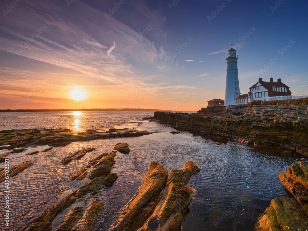 Fototapeta premium lighthouse at sunset