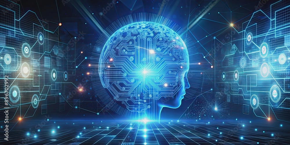 Artificial intelligence technology concept with futuristic digital interface , AI, machine learning, technology Artificial intelligence technology concept with futuristic digital interface , AI, machine learning, technology