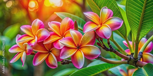 Vibrant flowey frangipani flower in full bloom, frangipani, flower, bloom, tropical, garden, white, petals, vibrant, flora