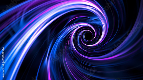 Abstract vortex with neon lights, swirling motion