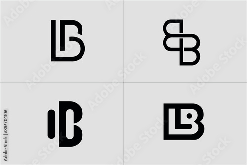 unique letter B technology logo design collection, flat design letter b logo template, 