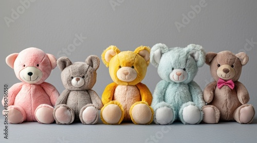 Assorted Cutout Stuffed Animal Toys on Isolated Background