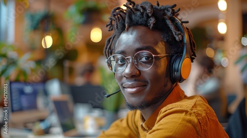 Attentive Call Center Agent Engaging with Client While Supported by Colleagues © hisilly