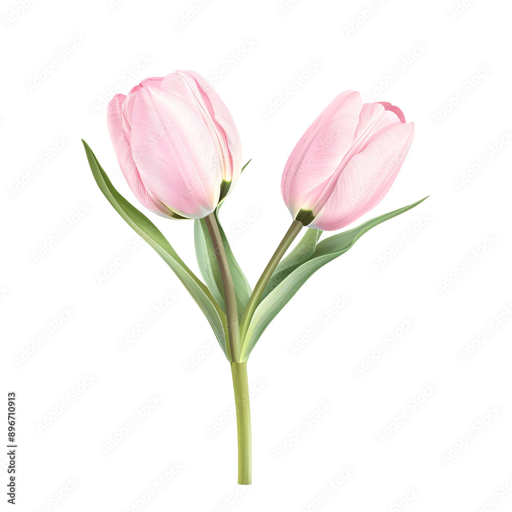 Two pink flowers with green stems. The flowers are in the middle of the image. Isolated on PNGs transparent background Two pink flowers with green stems. The flowers are in the middle of the image. Isolated on PNGs transparent background