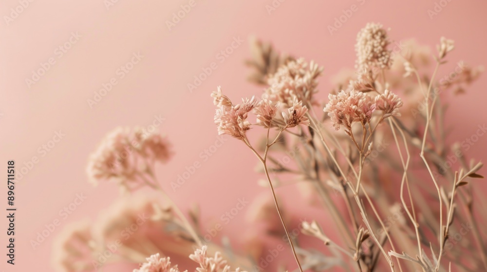 Dried Flowers on Pink Background Dried Flowers on Pink Background