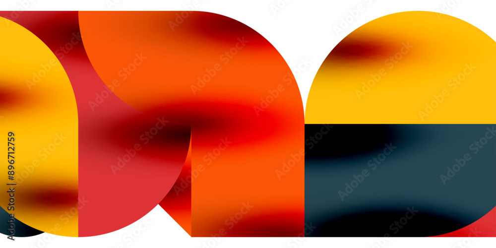 Tech minimal circular shapes geometric art. Vector modern circles