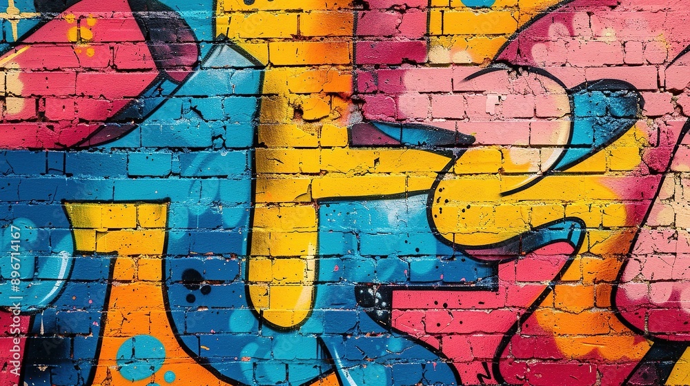 Colorful Graffiti on Brick Wall Colorful Graffiti on Brick Wall
