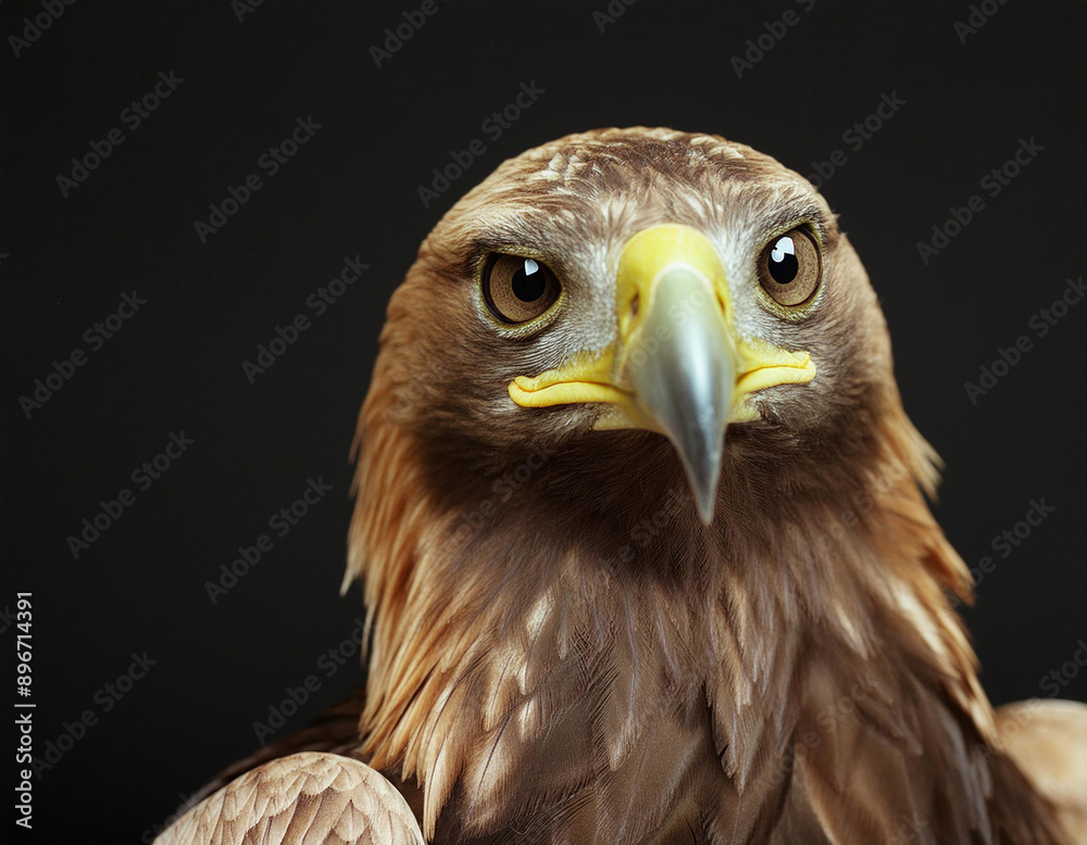An eagle’s head, meticulously detailed, emerges against a blurred backdrop An eagle’s head, meticulously detailed, emerges against a blurred backdrop
