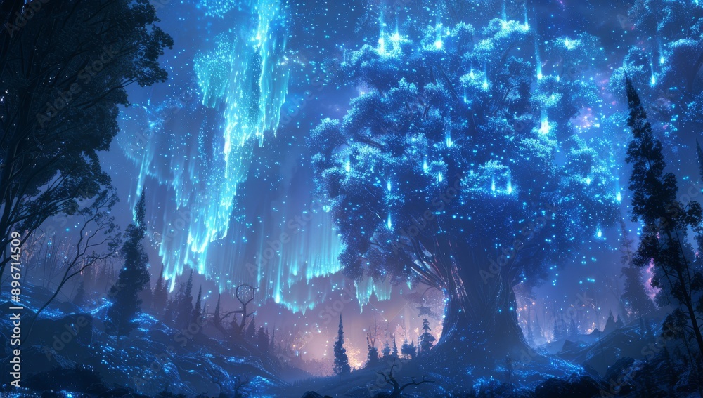 Magical Forest Under a Glowing Sky Magical Forest Under a Glowing Sky