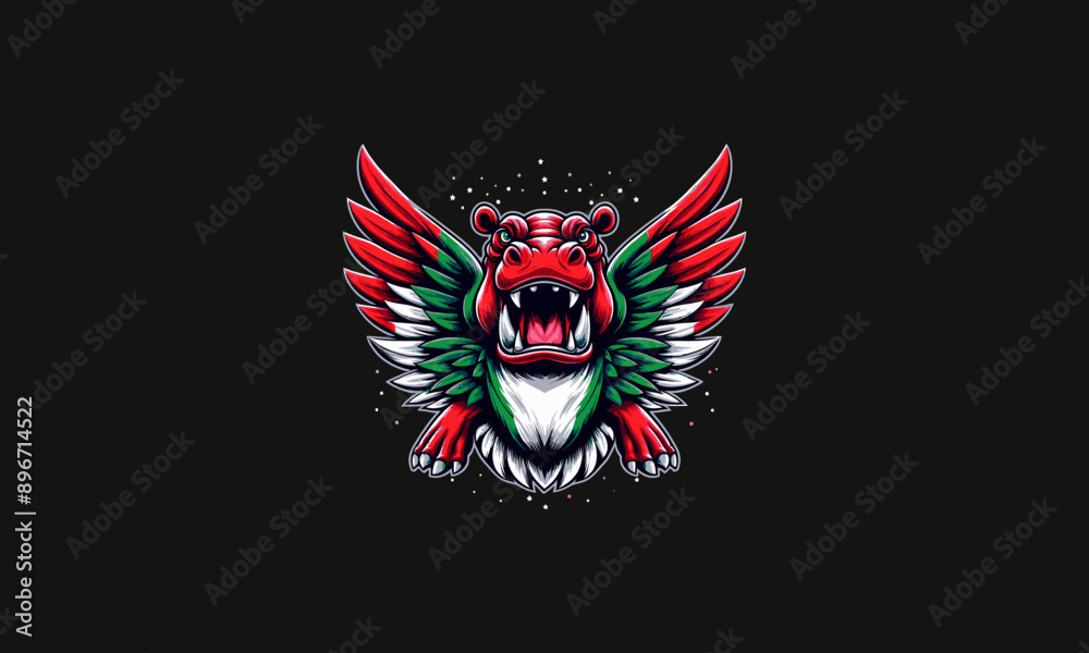 hippo with wings italy vector illustration artwork design hippo with wings italy vector illustration artwork design