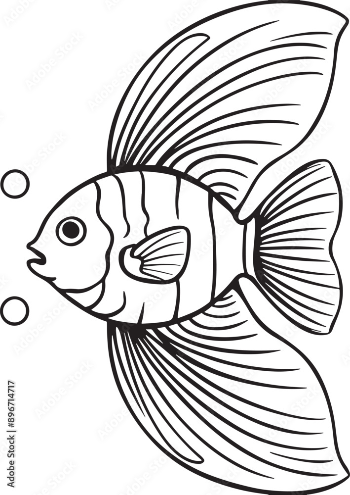 Fototapeta premium Line Artwork of angel fish