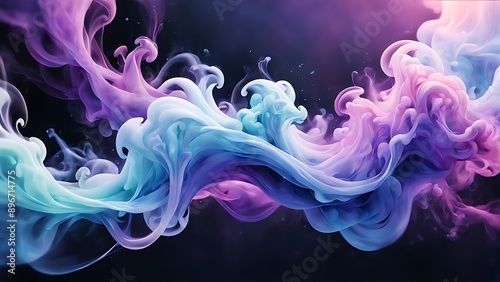 Abstract smoke effect, gradient colors from purple to blue, ethereal and mysterious, wispy and fluid, atmospheric haze