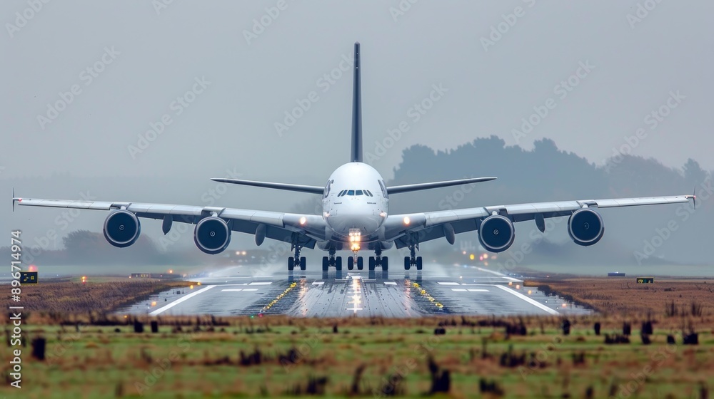 Airbus A380 Landing in Overcast Conditions Airbus A380 Landing in Overcast Conditions