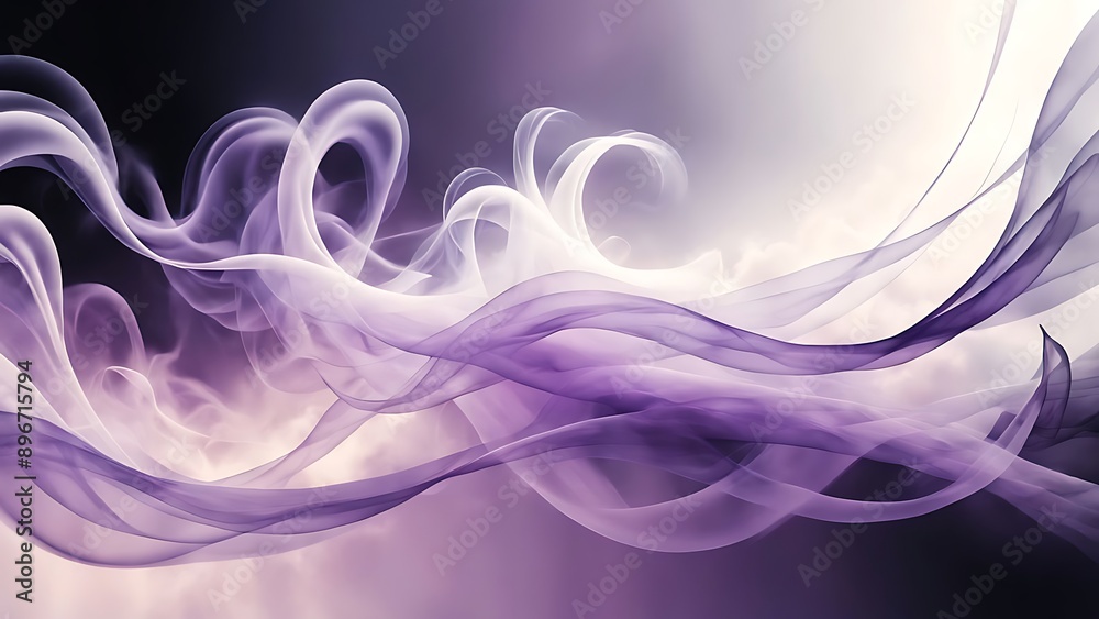 Obraz premium Ethereal abstract smoke, gradient shades from purple to silver, mysterious and otherworldly, soft and flowing smoke trails