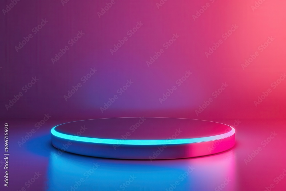 Metallic 3D podium with neon accents, tech-inspired, 3D podium, neon tech Metallic 3D podium with neon accents, tech-inspired, 3D podium, neon tech