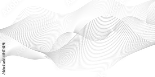 Vector Abstract white digital blend wave lines and technology background. Modern white flowing wave lines and glowing moving lines. Futuristic technology and sound wave lines background. 