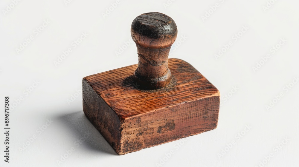 Antique wooden stamp on white backdrop Antique wooden stamp on white backdrop