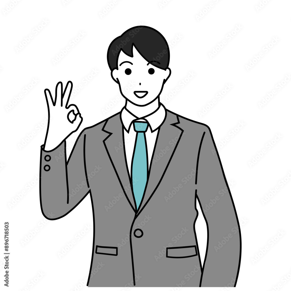 OKサインを出すビジネスマン OKサインを出すビジネスマン