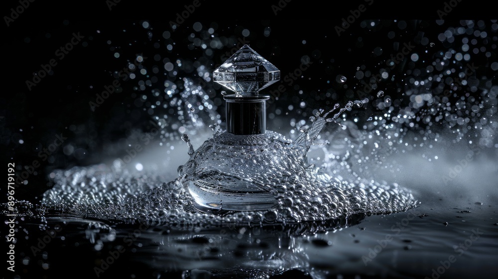 Diamond Perfume Bottle in a Water Splash