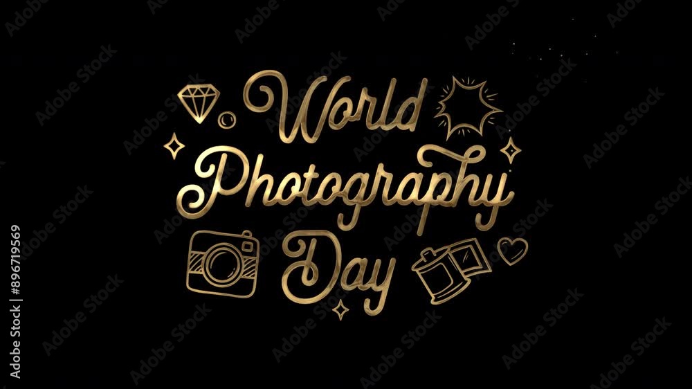 Gold World Photography Day Text Animation