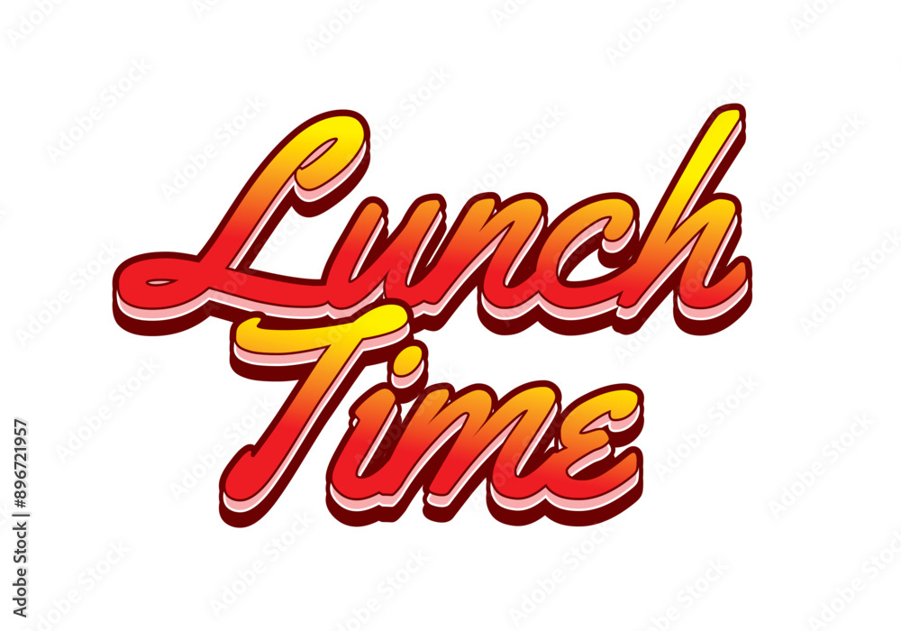 Fototapeta premium Lunch time. Text effect in 3D style with good colors