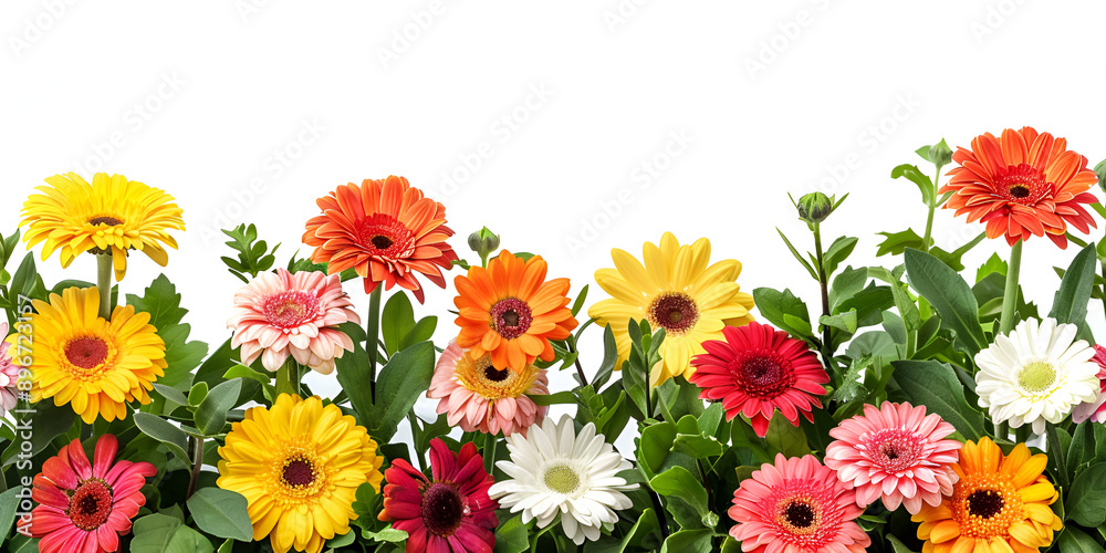 Bright and Colorful Gerbera Daisy Flower Arrangement, Vibrant Gerbera Daisies on White Background Bright and Colorful Gerbera Daisy Flower Arrangement, Vibrant Gerbera Daisies on White Background