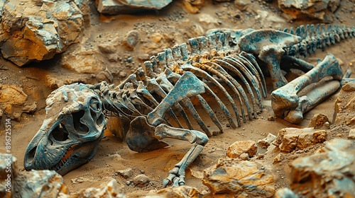 Excavation Site Discovery: Dinosaur Skeleton and Fossil Unveiling