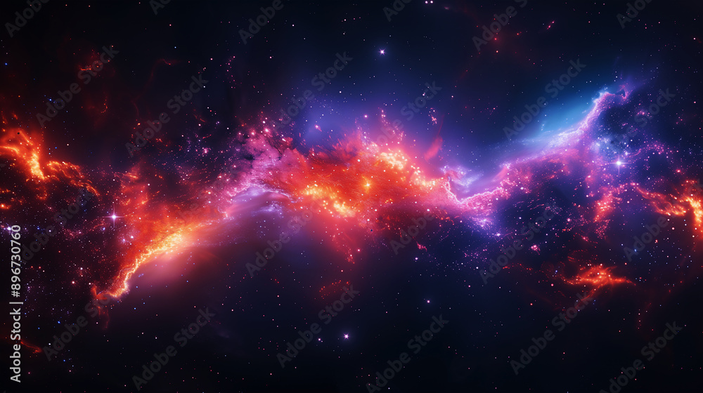Colorful Nebula & Galaxy Space Background; a dynamic and fiery nebula, with glowing golden and purple hues creating a sense of motion and turmoil amidst the stars
Colorful Nebula & Galaxy Space Background; a dynamic and fiery nebula, with glowing golden and purple hues creating a sense of motion and turmoil amidst the stars