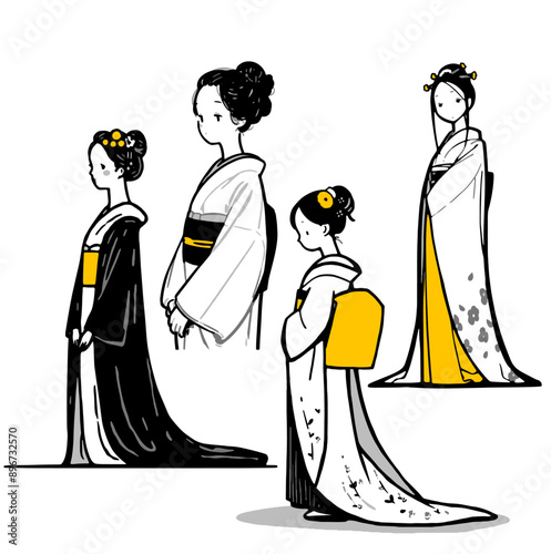 着物女性のシンプルイラスト