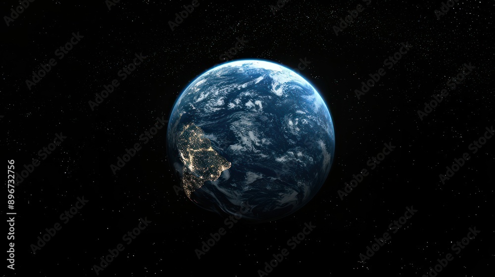 the planet earth on a black background