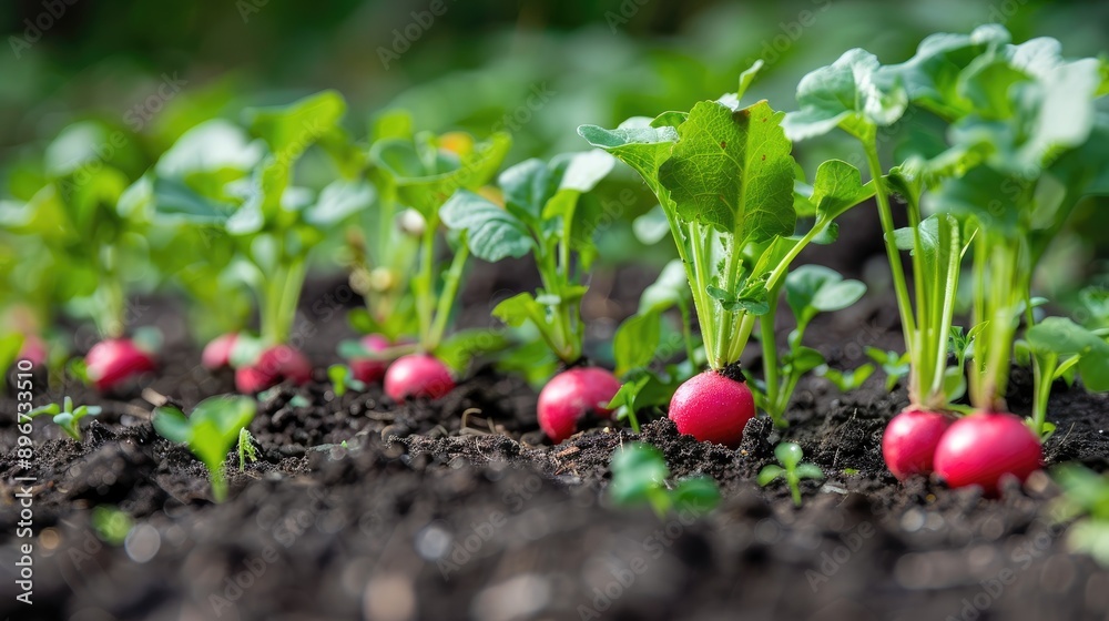 Sowing radish seeds in the vegetable garden