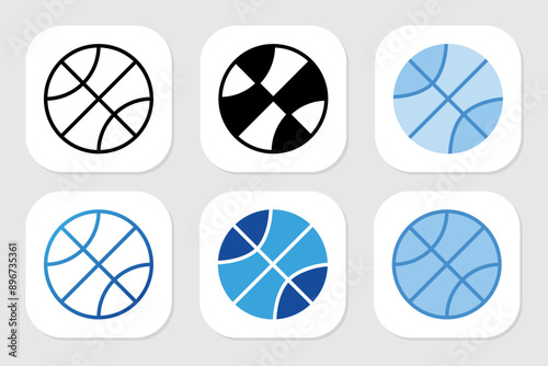 basketball icons with various design styles