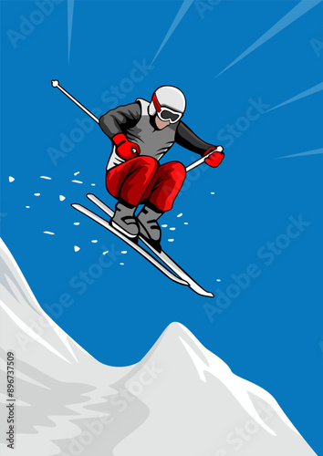 snowboarding illustration sketch design icon logo poster vector	