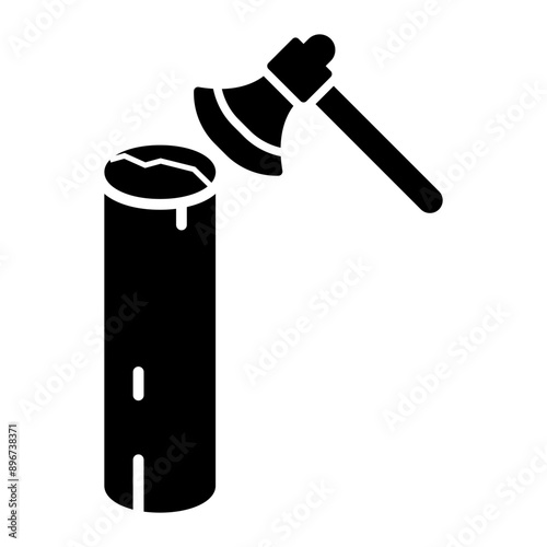 Axe. Vector illustration of a wooden axe tool for splitting wood that can be edited and color-changed.