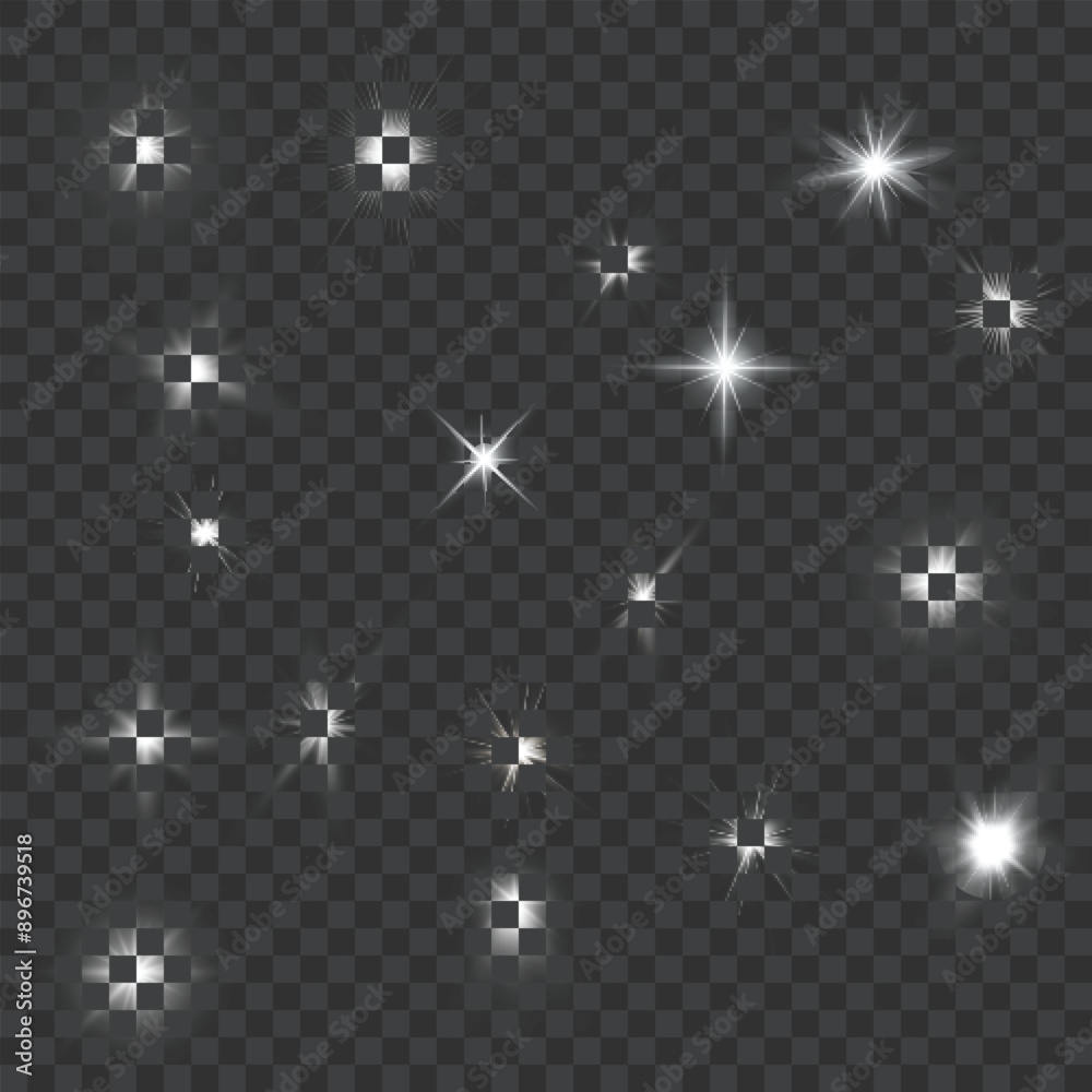 Sparkle and star effects on transparent background, ideal for overlays. Vector illustration Sparkle and star effects on transparent background, ideal for overlays. Vector illustration