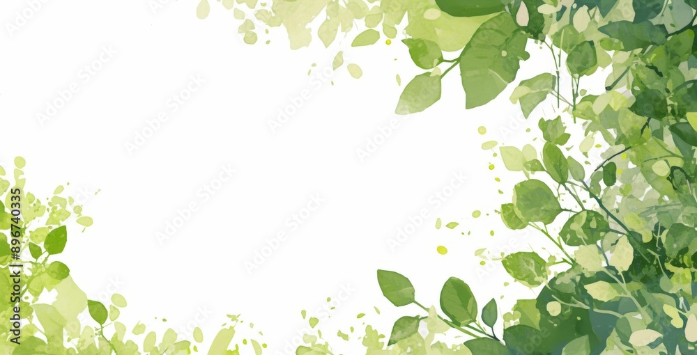 Elegant White Background with Green Leaf Border Decoration on the Right Side
Elegant White Background with Green Leaf Border Decoration on the Right Side